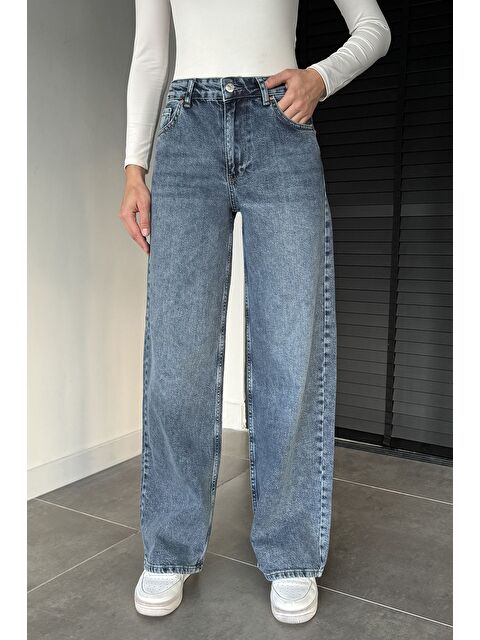 Gülseli Kadın Yüksek Bel Palazzo Jean Jean Pantolon - S000469813-17234