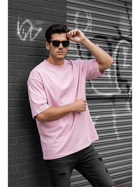 Oksit Benriy Erkek Oversize Basic Bisiklet Yaka Pamuklu T-Shirt Rahat Kesim Unisex Sevgili Kombini - S000500080-20024