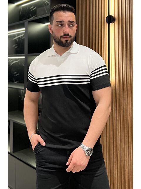 Mishar İtalia Erkek Polo Yaka Çizgi Desenli Çift Renkli Triko Tişört - S000399612-37246