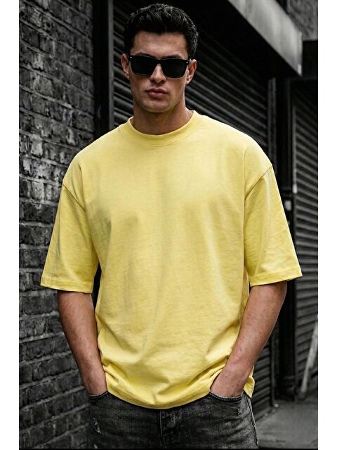 Oksit Benriy Erkek Oversize Basic Bisiklet Yaka Pamuklu T-Shirt Rahat Kesim Unisex Sevgili Kombini - S000500080-20072