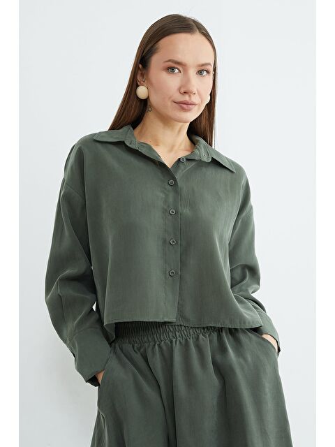 Fullamoda Basic Düğmeli Salaş Crop Gömlek - S000508314-18547