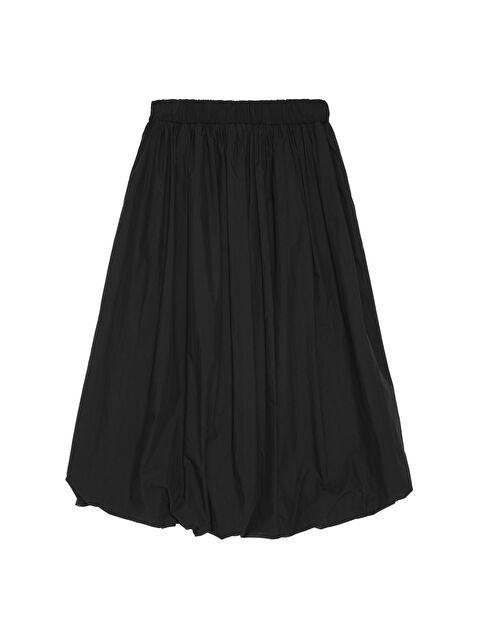 QUZU Pile Detaylı Midi Balon Etek Siyah - S000334146-19351