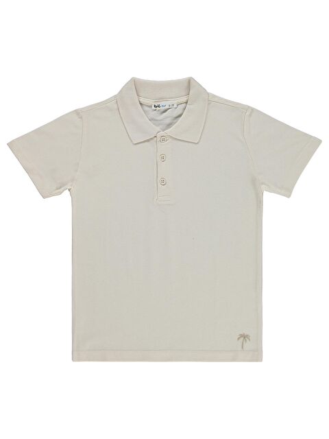 Civil Boys Palmiye Nakışlı Polo Yaka 10-13 Yaş Tişört - Bej