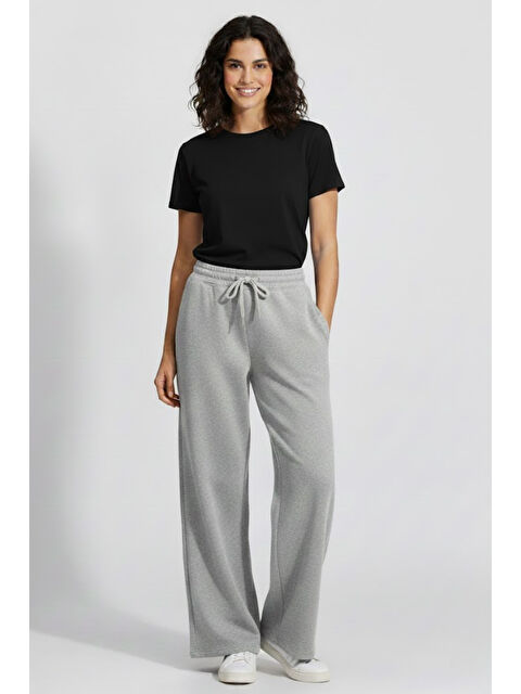 Süperlife Kadın İki İplik Rahat Kalıp Yüksek Bel Geniş Paça Pantolon SPR26EAK988 - S000482443-17308