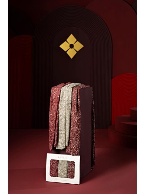 Jawel Kadın Müslin Şal Paketi Tyana (Bordo-Krem-Kahve) - S000504060-23173