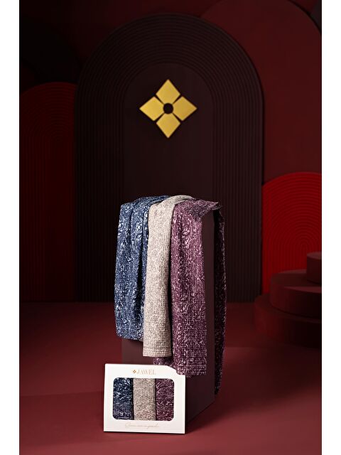 Jawel Kadın Müslin Şal Paketi Tyana (Lacivert-Krem-Mürdüm) - S000504063-23173