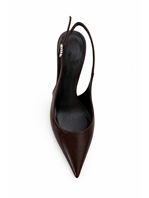 Straswans Elsa Kadın Topuklu Kırışık Deri Ayakkabı Kahve