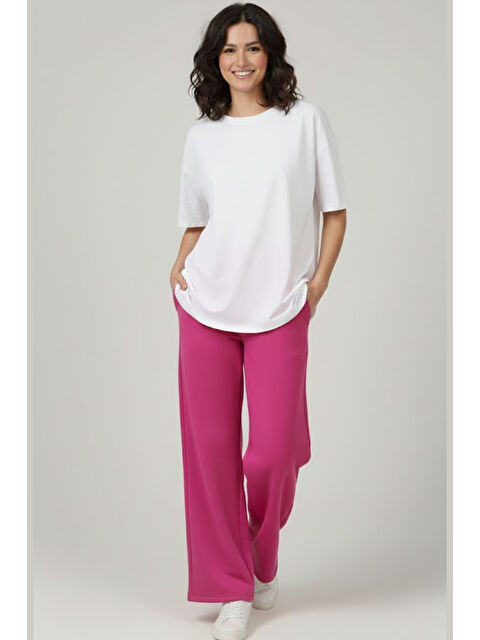 Süperlife Kadın İki İplik Rahat Kalıp Yüksek Bel Geniş Paça Pantolon SPR26EAK988 - S000482443-18686