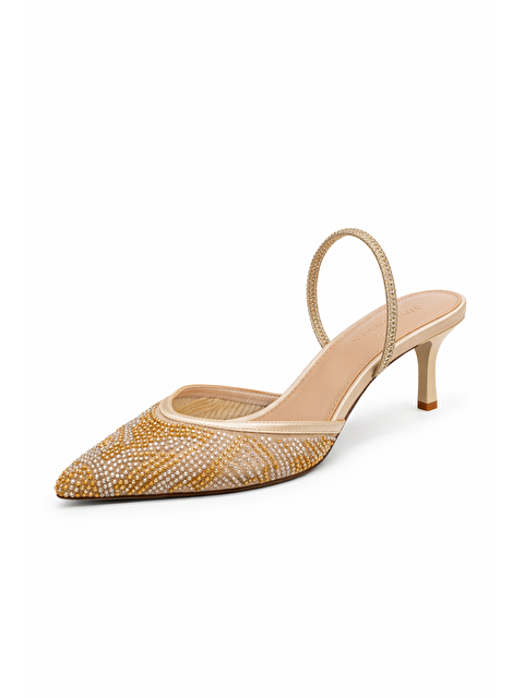 Straswans Marsha Kadın Taş Detay Topuklu Ayakkabı Altın