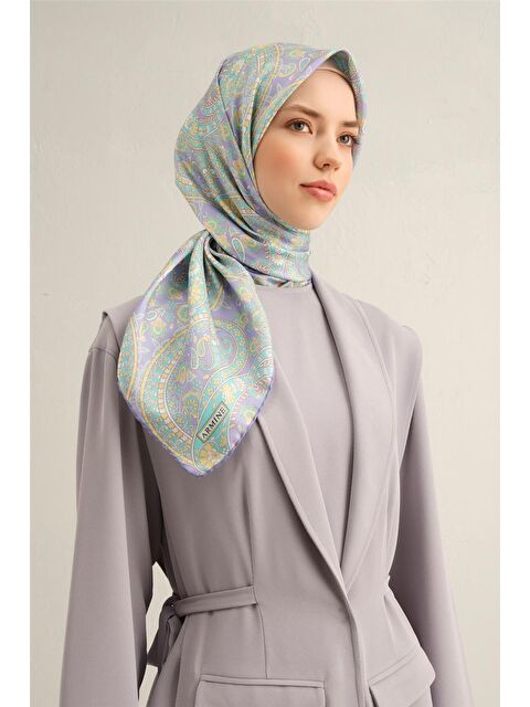 ARMİNE Etnik Desen Saf İpek Twill Eşarp 9304 34 - S000500514-18194
