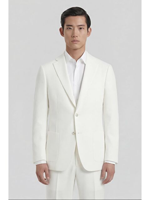 Sabri Özel Erkek Pamuk Karışımlı 6 Drop Klasik Ekru Takım Elbise - S000523775-19965