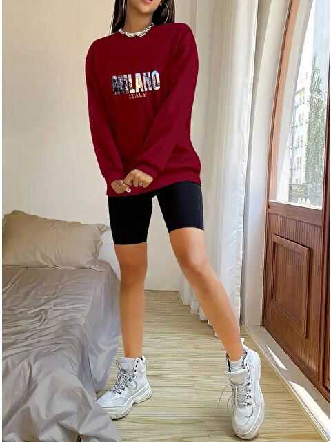 Jane's Kadın Uzun Kollu Bisiklet Yaka Desenli Viskon Iki Iplik Bluz