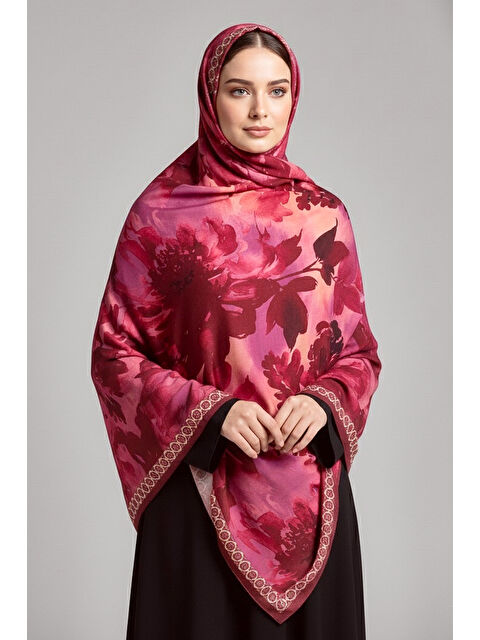 Tofisa Midnight Bloom Serisi Pamuk Şal Kirmizi - 27986-KIRMIZI - S000467728-20045