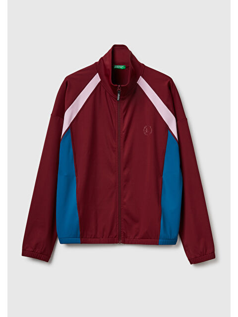 United Colors Of Benetton Kadın Bordo Çok Renkli Fermuarlı Dik Yaka Ceket - S000481982-19951