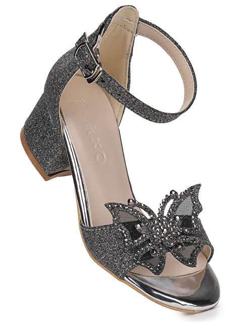 Kiko Kids Zete Kum Simli Kız Çocuk 4 Cm Topuklu Sandalet Abiye Ayakkabı - S000427080-26405