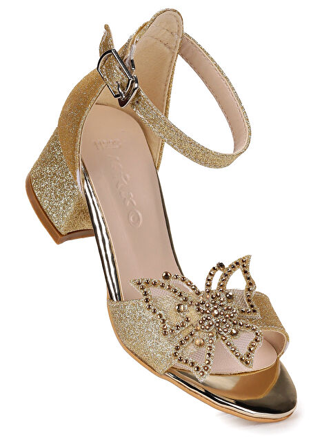 Kiko Kids Zete Kum Simli Kız Çocuk 4 Cm Topuklu Sandalet Abiye Ayakkabı - S000427080-20076