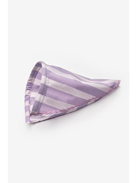 Le Mabelle Lila Çizgi Desenli Kız Çocuk Üçgen Fular Bandana Taç - S000513708-17878
