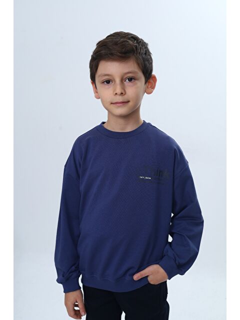 Toontoykids Erkek Çocuk Düşük Omuz Relax Fit Bisiklet Yaka Baskılı Sweatshirt - S000489201-23093
