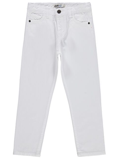 Civil Boys Erkek Çocuk 5 Cep Basic 10-13 Yaş Pantolon - Beyaz