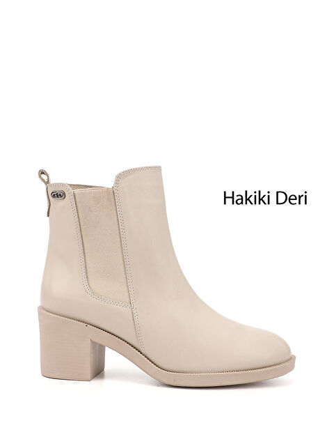 GÖNDERİ(R) Kadın BEJ-CAMEL Fermuarlı Kalın Topuklu Hakiki Deri Chelsea Bot - S000421681-37202
