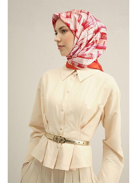 ARMİNE Klasik Desenli Saf İpek Sura Eşarp 9350 23 - S000505028-20031