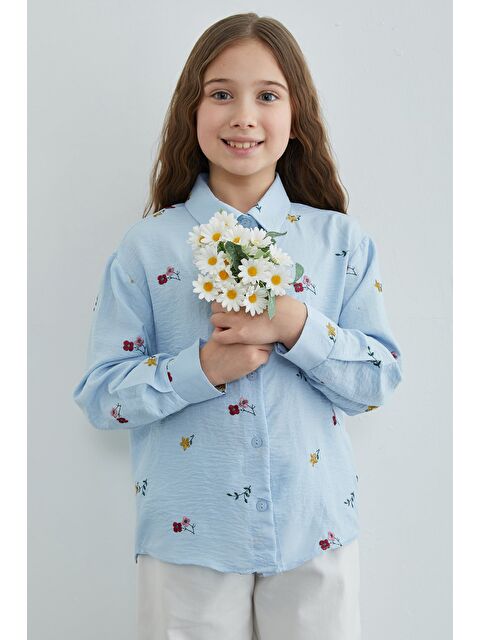 Fullamoda Çiçek Nakışlı Kız Çocuk Gömlek - S000514670-17234