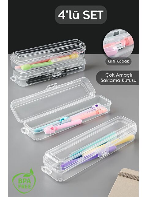 Meleni Home 4 Adet Kalem Saklama Kutusu    Seyahat Tipi Aksesuar Organizer Düzenleyici Saklama Taşıma Kabı - S000387375-20063