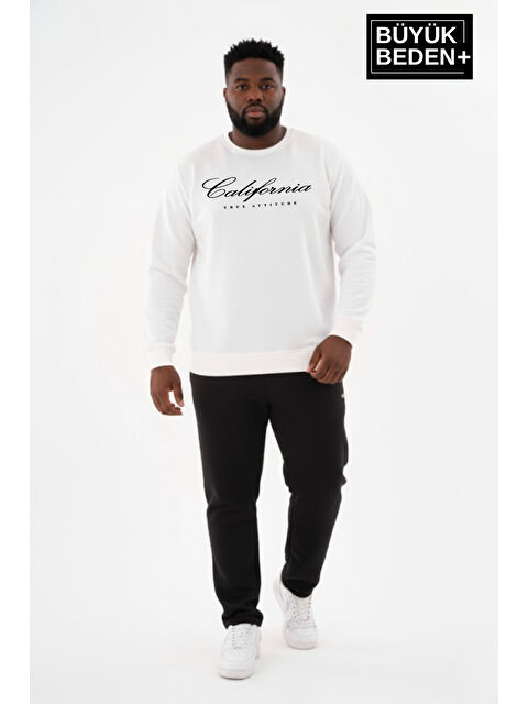 Süperlife Erkek Büyük Beden El Yazılı California Baskılı Bisiklet Yaka İnce Sweatshirt SPR26BSW956-7 - S000487510-19965