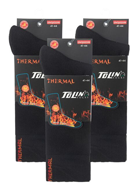 Tolin Erkek 3 lü Çorap Thermal Siyah 19408 - S000315923-19351