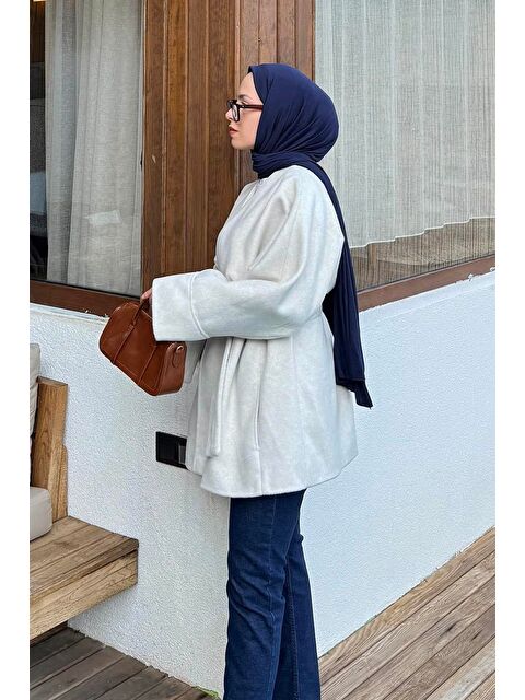 Lamelif Bağlama Detaylı Kaşe Kaban Taş - S000522557-25636