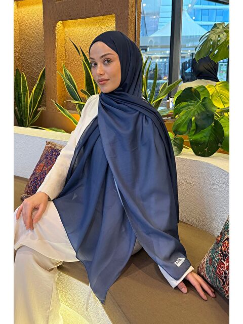 Lamelif Degrade Desen Soft Şal Lacivert - S000522556-21164