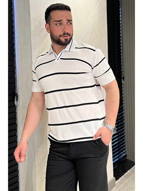 Mishar İtalia Erkek Polo Yaka Çizgi Desenli Triko Tişört - S000399619-20063