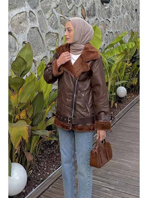 Lamelif Süet Düğmeli Mont Acı Kahverengi - S000518108-28102