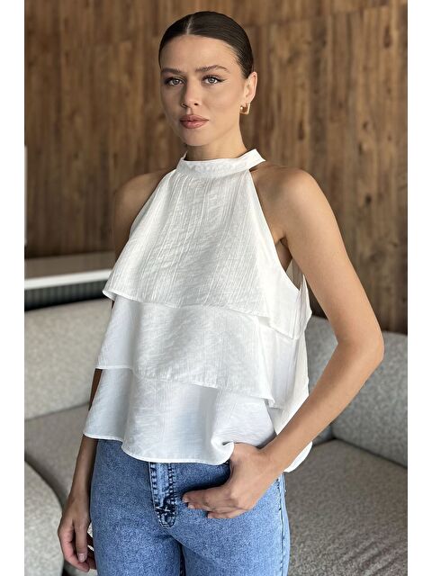 Gülseli Kadın Sıfır Kol Kat Kat Bluz - S000445233-19966