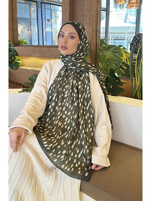 Lamelif Ceylan Desen Soft Şal Haki - S000522561-18547