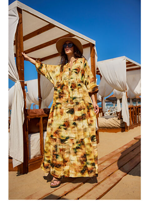 Locco Moda Kadın Sim Detay Elbise Yağ Yeşil - S000399027-16580