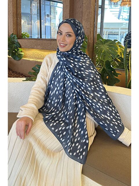 Lamelif Ceylan Desen Soft Şal İndigo - S000522561-23093