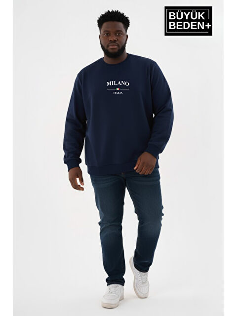 Süperlife Erkek Büyük Beden MİLANO İTALiA Baskılı Bisiklet Yaka İnce Sweatshirt SPR26BSW956-9 - S000487513-21164