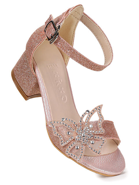 Kiko Kids Zete Kum Simli Kız Çocuk 4 Cm Topuklu Sandalet Abiye Ayakkabı - S000427080-20015