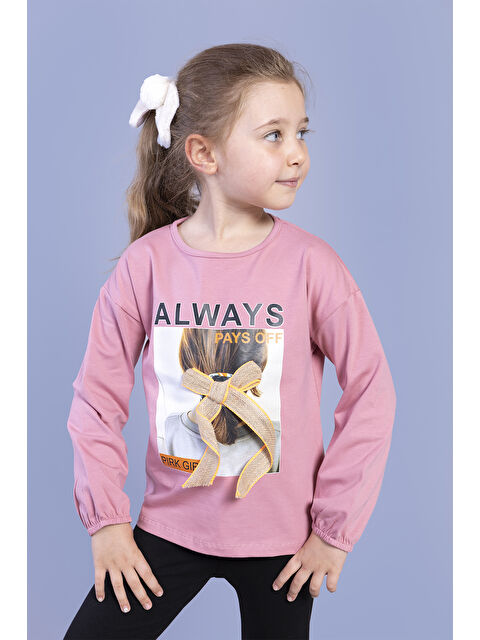 Toontoykids Kız Çocuk Baskılı Kol Ucu Lastikli Tişört - S000500090-20028