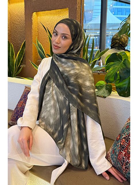 Lamelif Ceylan Desen Soft Şal Haki - S000522563-18547