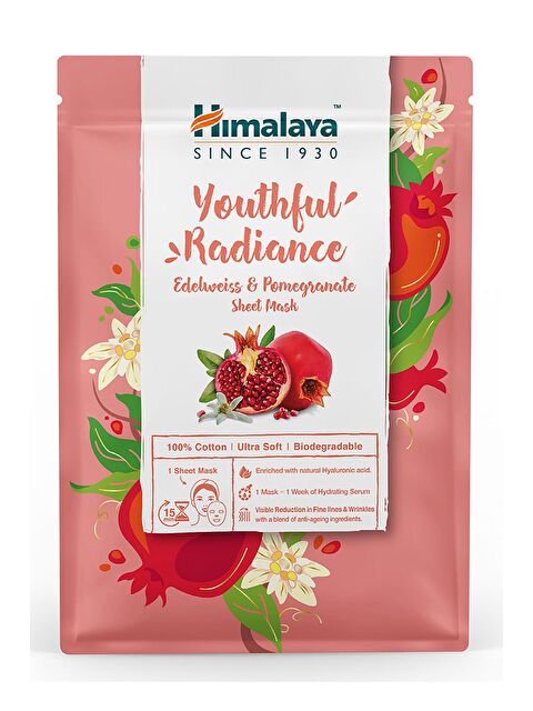 Himalaya Since 1930 Kırışık Karşıtı Kağıt Maske, Edelweiss, Nar, Hyaluronik Asit, %100 Pamuk, Tüm Ciltler, 30 Gr - S000331540-10231