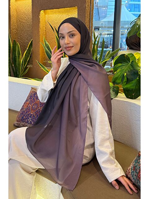 Lamelif Degrade Desen Soft Şal Mürdüm - S000522556-20036