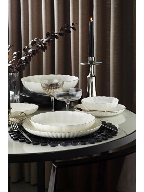 Kütahya Porselen Bone Luz Form Yemek Takımı Platin 27 Parça 6 Kişilik - S000459255-19966