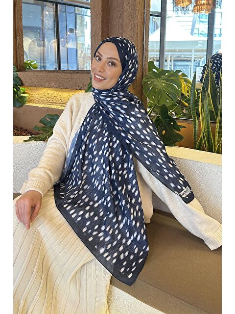 Lamelif Ceylan Desen Soft Şal Lacivert - S000522561-21164
