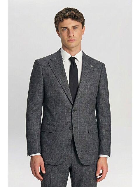 Sabri Özel Giotelli Füme 6 Drop Polyester Viskon Karışımlı Erkek Takım Elbise - S000523781-33408