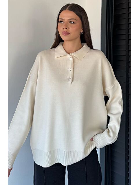 Gülseli Kadın Yarım Düğmeli Triko Kazak - S000469790-19966