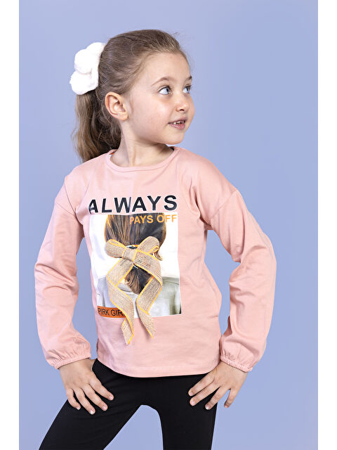 Toontoykids Kız Çocuk Baskılı Kol Ucu Lastikli Tişört - S000500090-24085