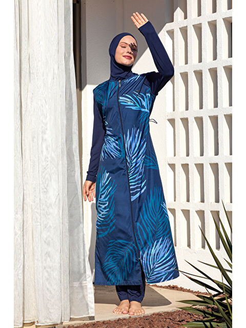 Adasea Uzun Tam Boy Tam Kapalı Tesettür Mayo 1307 Lacivert - S000396114-21164