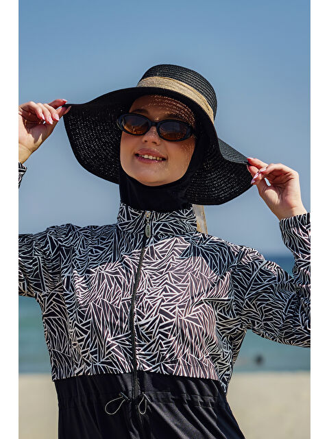 Remsa Mayo Keten Kurdele Detaylı Hasır Şapka Siyah RŞ-106 - S000504068-19351